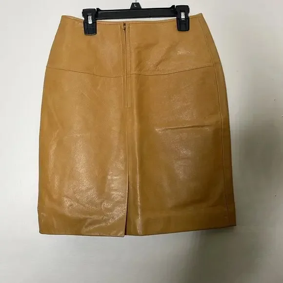 NWT Trek New York Honey Genuine Leather Mini Pencil Skirt Size 6
